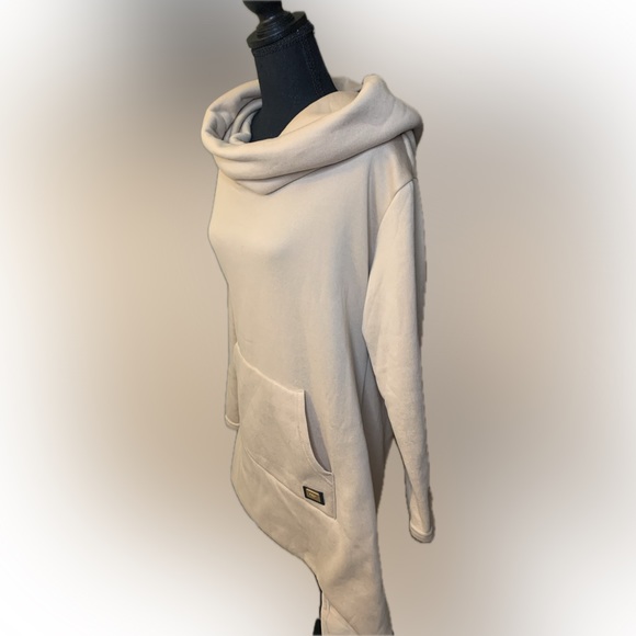 Hooded Solid Sweatshirt Dress. Color: Khaki Size: XL - Picture 9 of 9